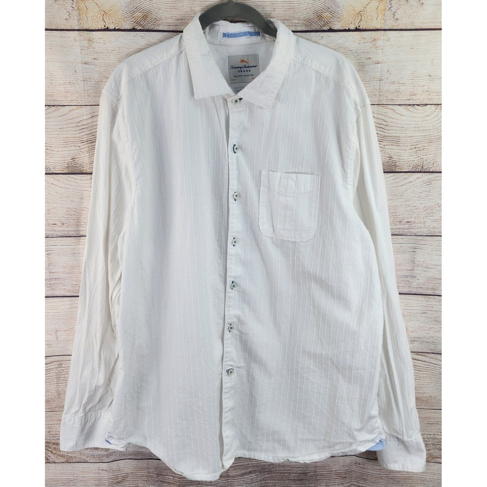 Tommy Bahama Jeans Men's Xl White Island Crafted Modern Fit Button-Up Shirt